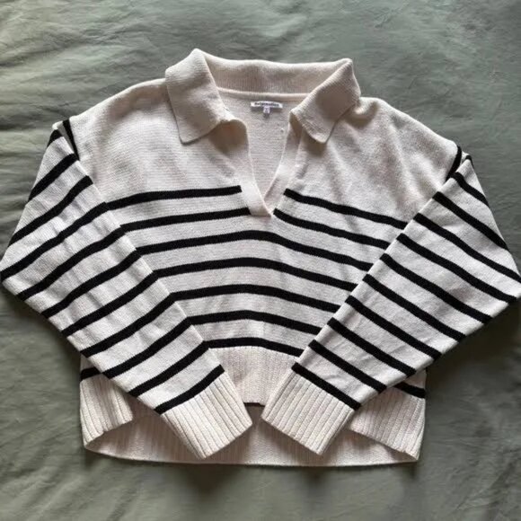 Reformation Striped Collared Francesco Polo Sweater - Picture 2 of 5